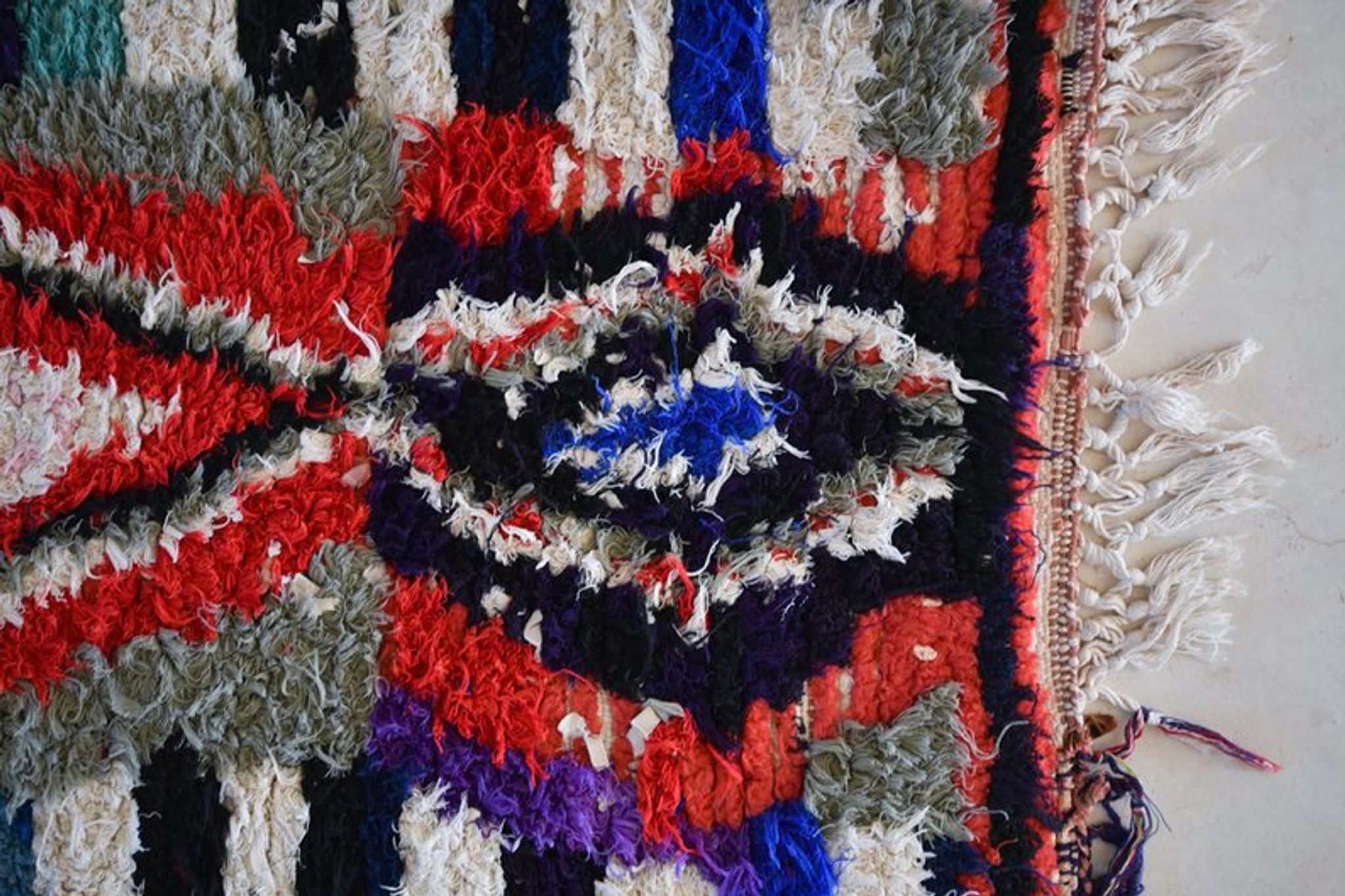 Boucherouite Moroccan rug in wool 180 cm x 60 cm