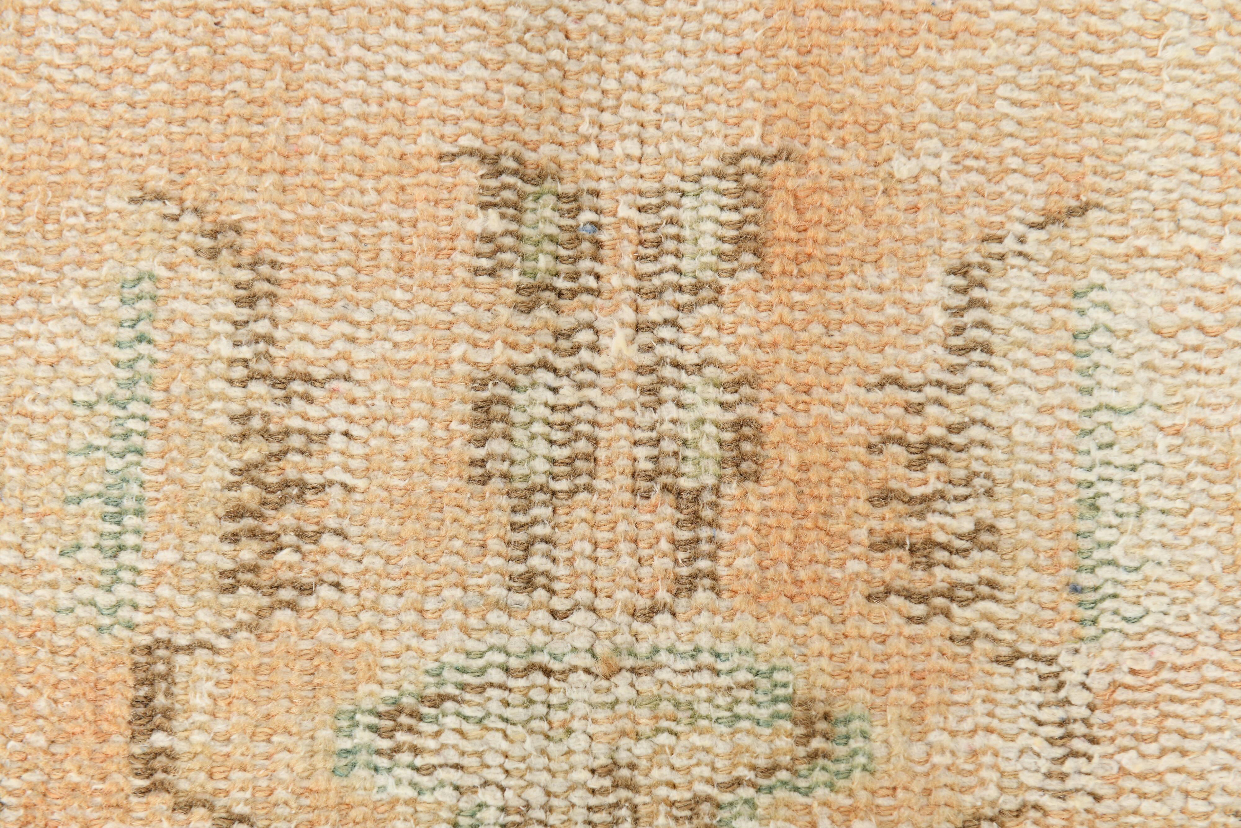 Orange vintage turkish rug, 6x9 feet vintage pastel orange carpet