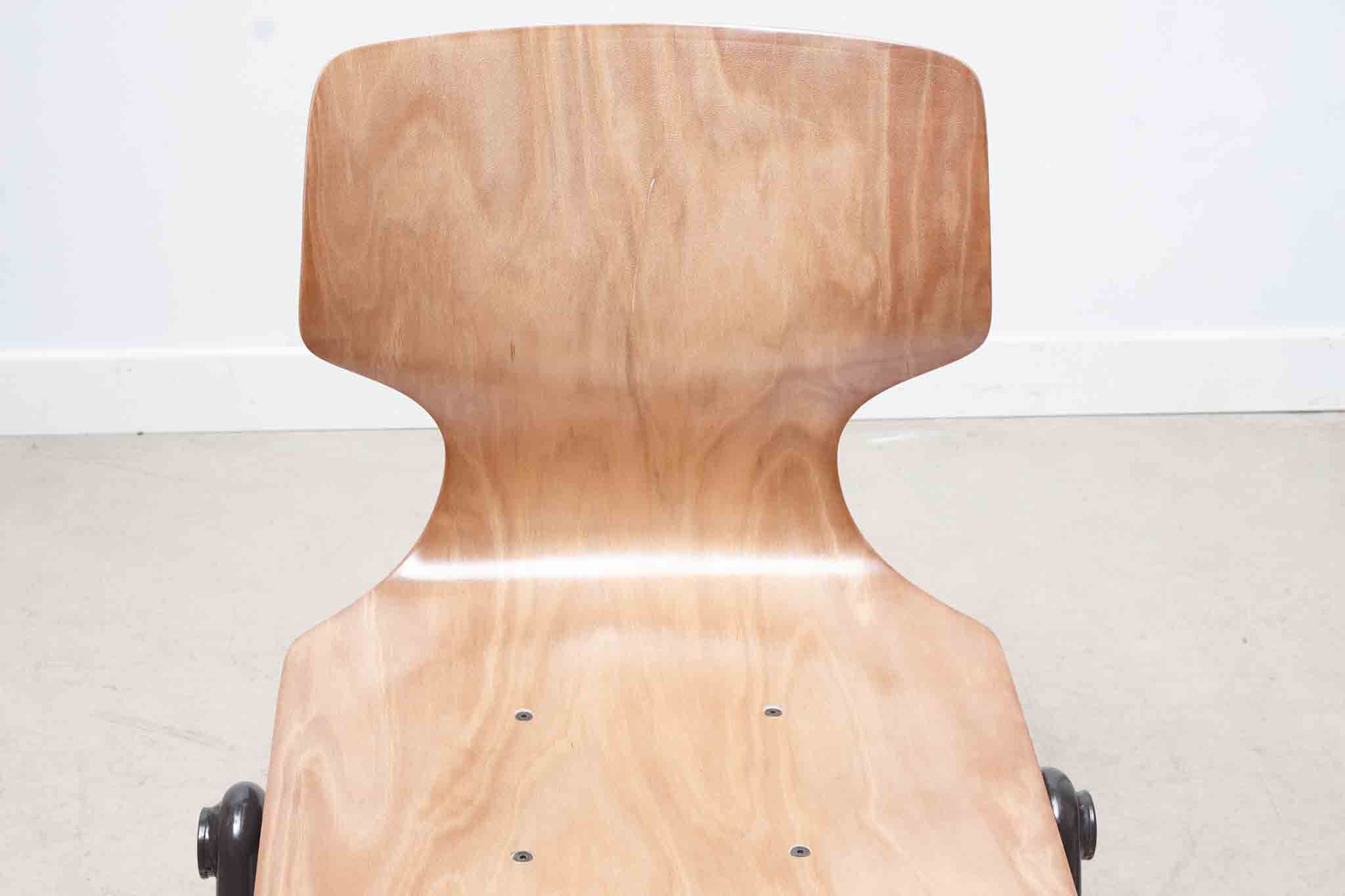 Vintage stackable chair Galvanitas S30 arched beech grey