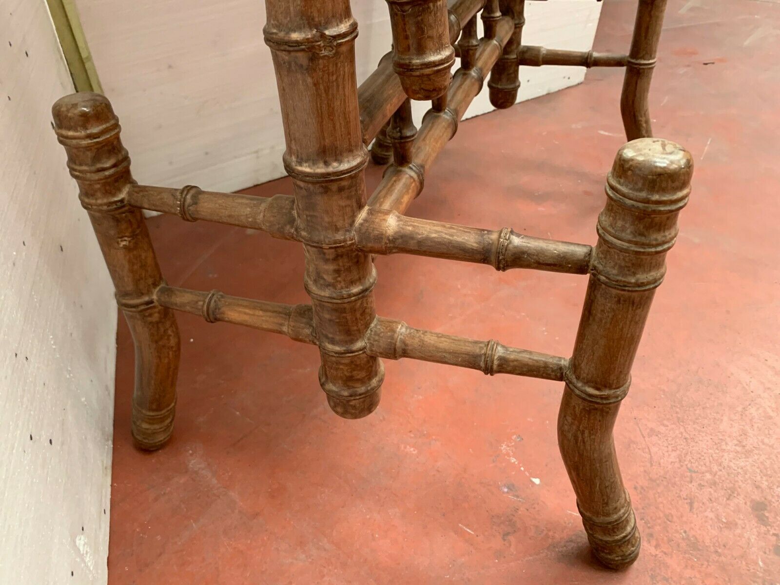 19th century bamboo-style cherry-style psyche mirror 85x193cm