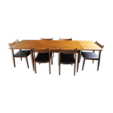 Table set and 6 Scandinavian Vintage Chairs in Teck