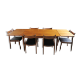 Table set and 6 Scandinavian Vintage Chairs in Teck