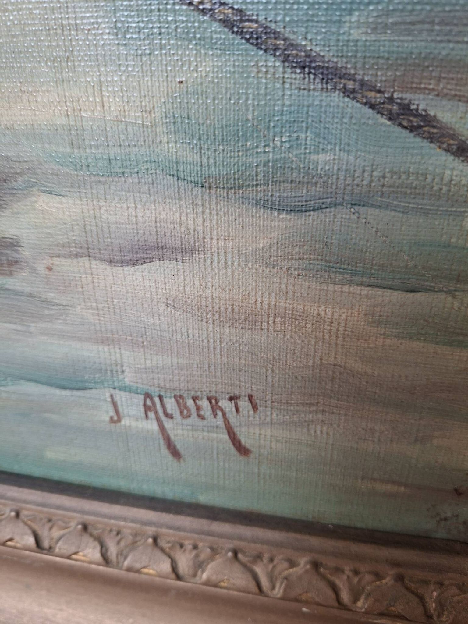 Peinture marine xixe sur toile signée J Alberti