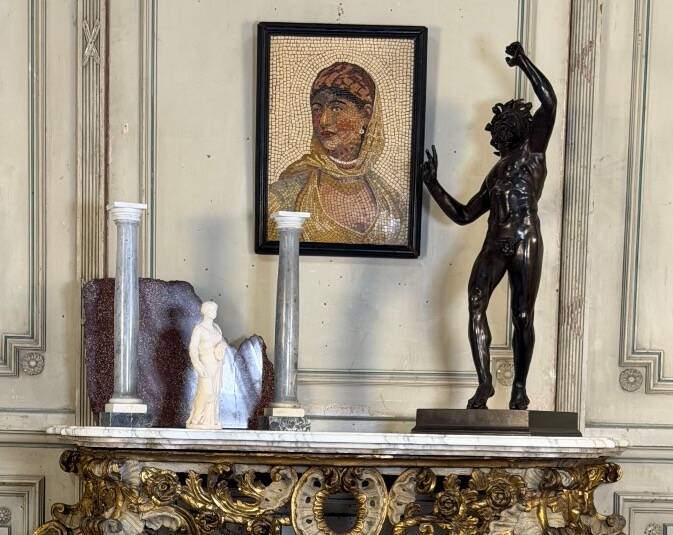Portrait of a lady in marble mosaic in the antique style, circa 1880.