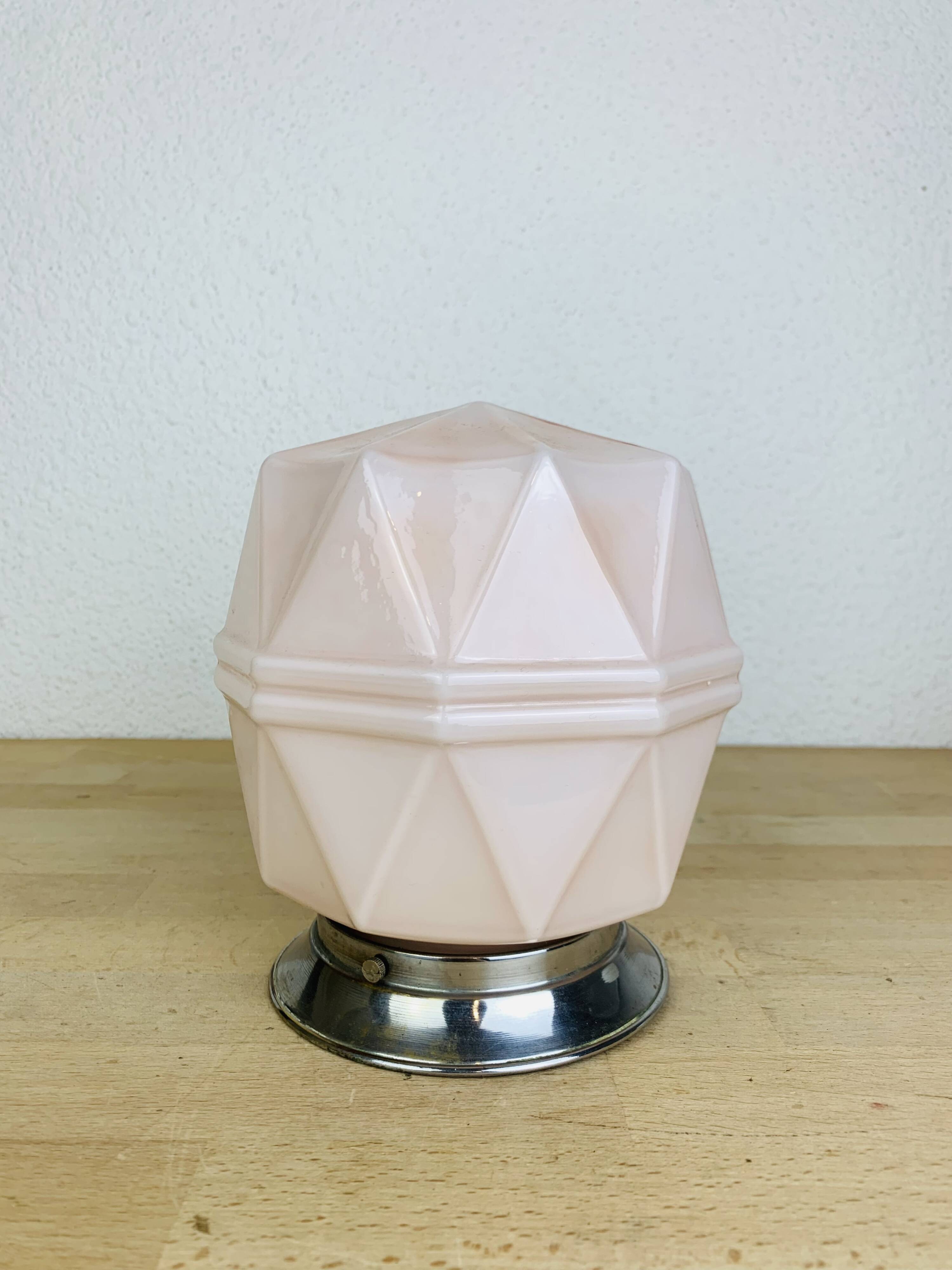 Art Deco pink opaline wall light, 1930/1940, ceiling light