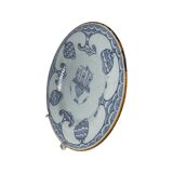 Blue Delft earthenware plate decorated with flowers