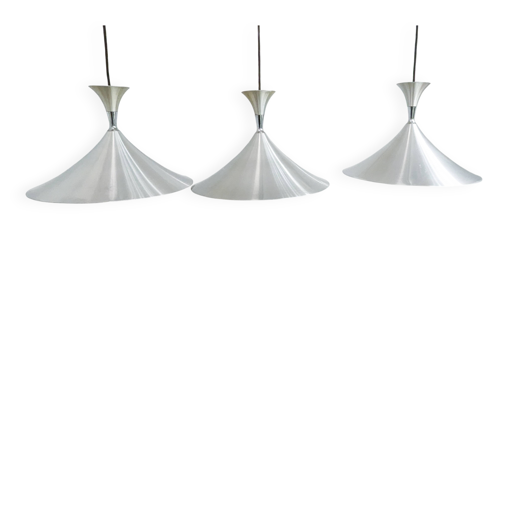 Lot de trois suspensions vintage 1970 en métal
