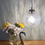 Vintage globe pendant lamp in textured glass