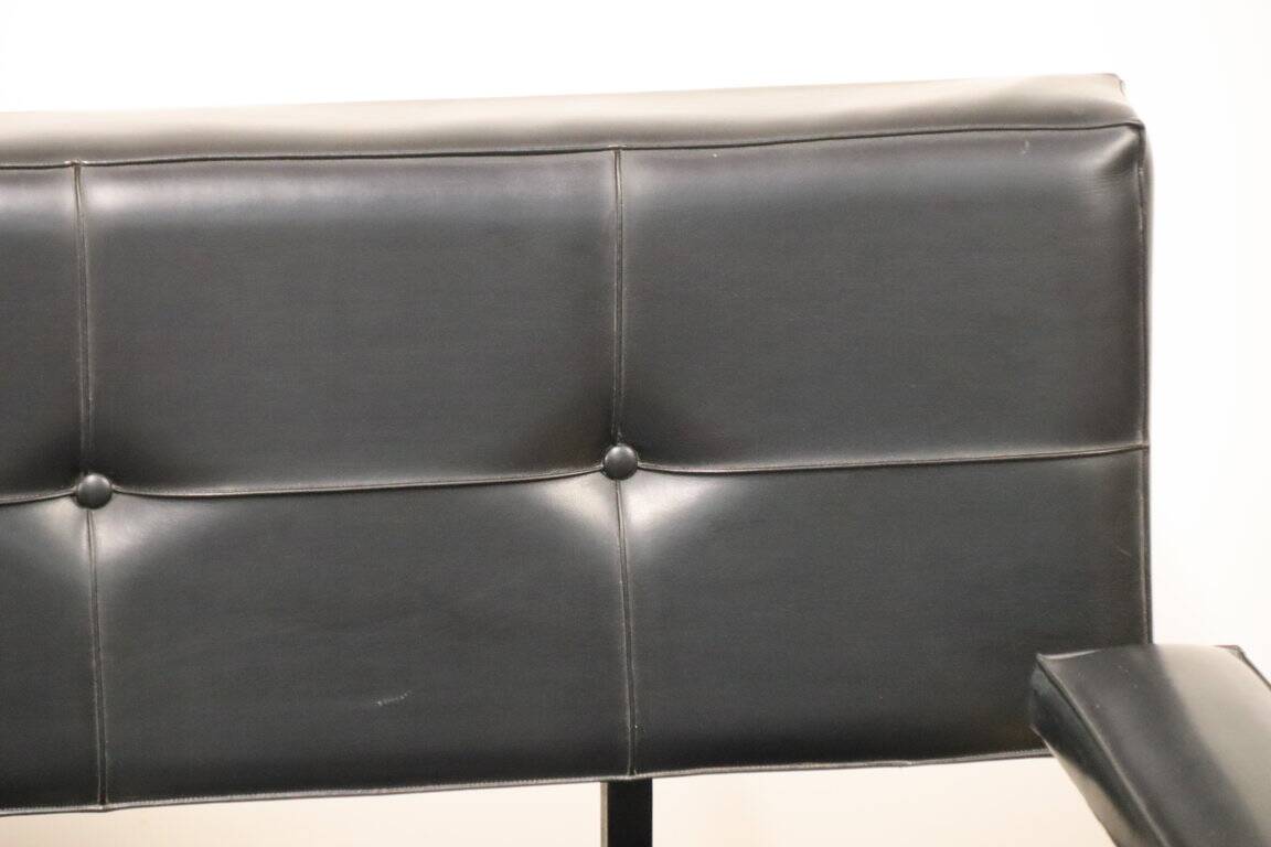 Vintage "Daybed" sofa bench in metal and imitation leather, 1950