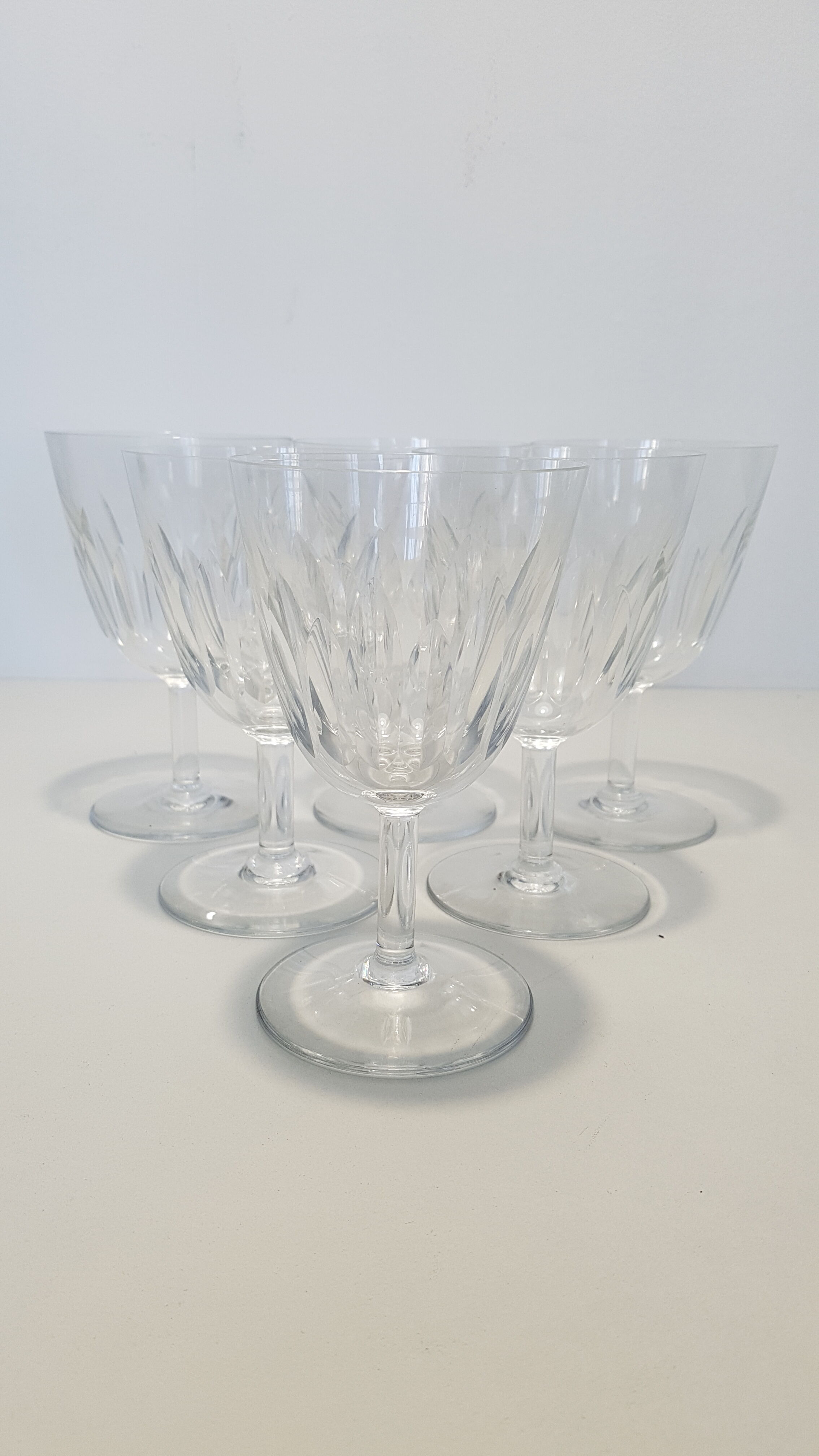 6 Baccarat Crystal Water Glasses, Casino model.
