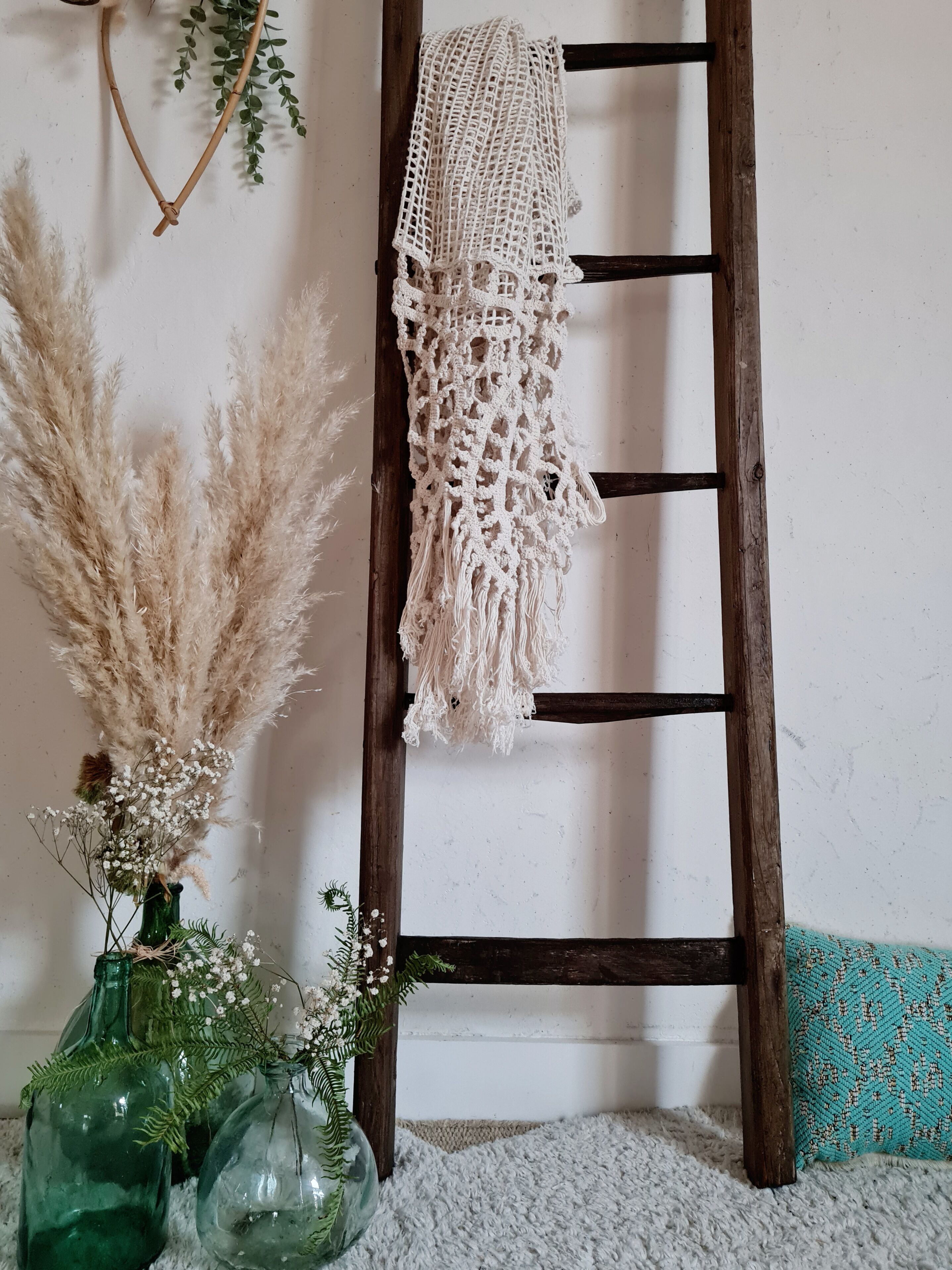 Old wooden farm ladder