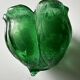 Green glass paste emptying cup from the Art Deco period
