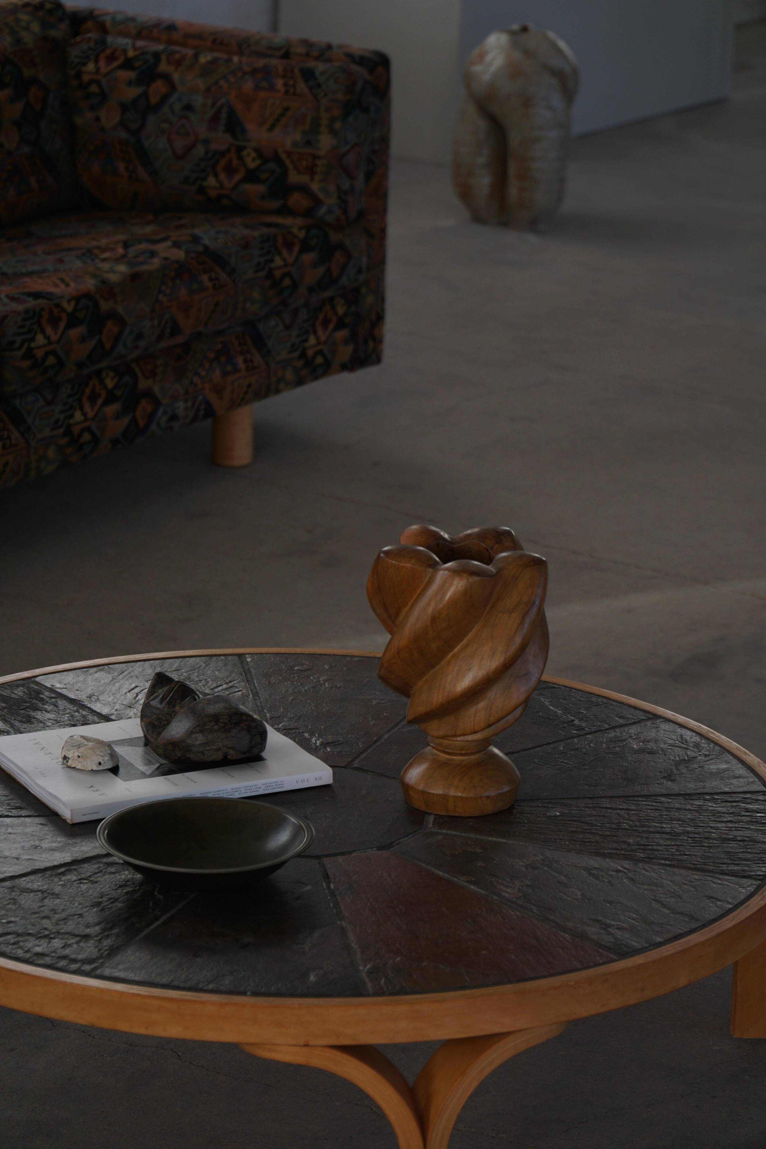 Mid-20th century modern Danish coffee table, wooden frame and ceramic top.