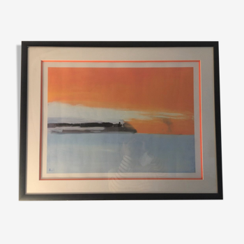Affiche encadrée Nicolas de Stael chemin de fer au bord de la mer , soleil couchant, 1955”