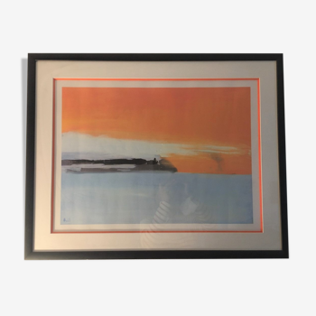 Nicolas de Stael railway framed poster by the sea, sunset, 1955"