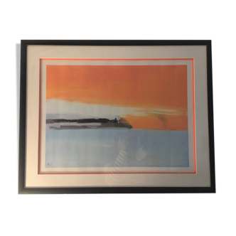 Nicolas de Stael railway framed poster by the sea, sunset, 1955"