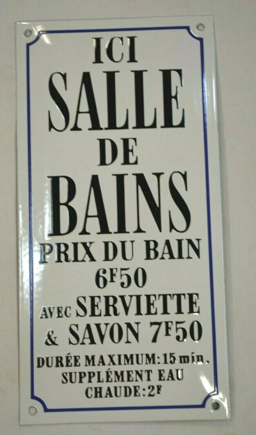 Enamelled plate "bathroom"