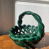 Green ceramic fruit basket - Vallauris style