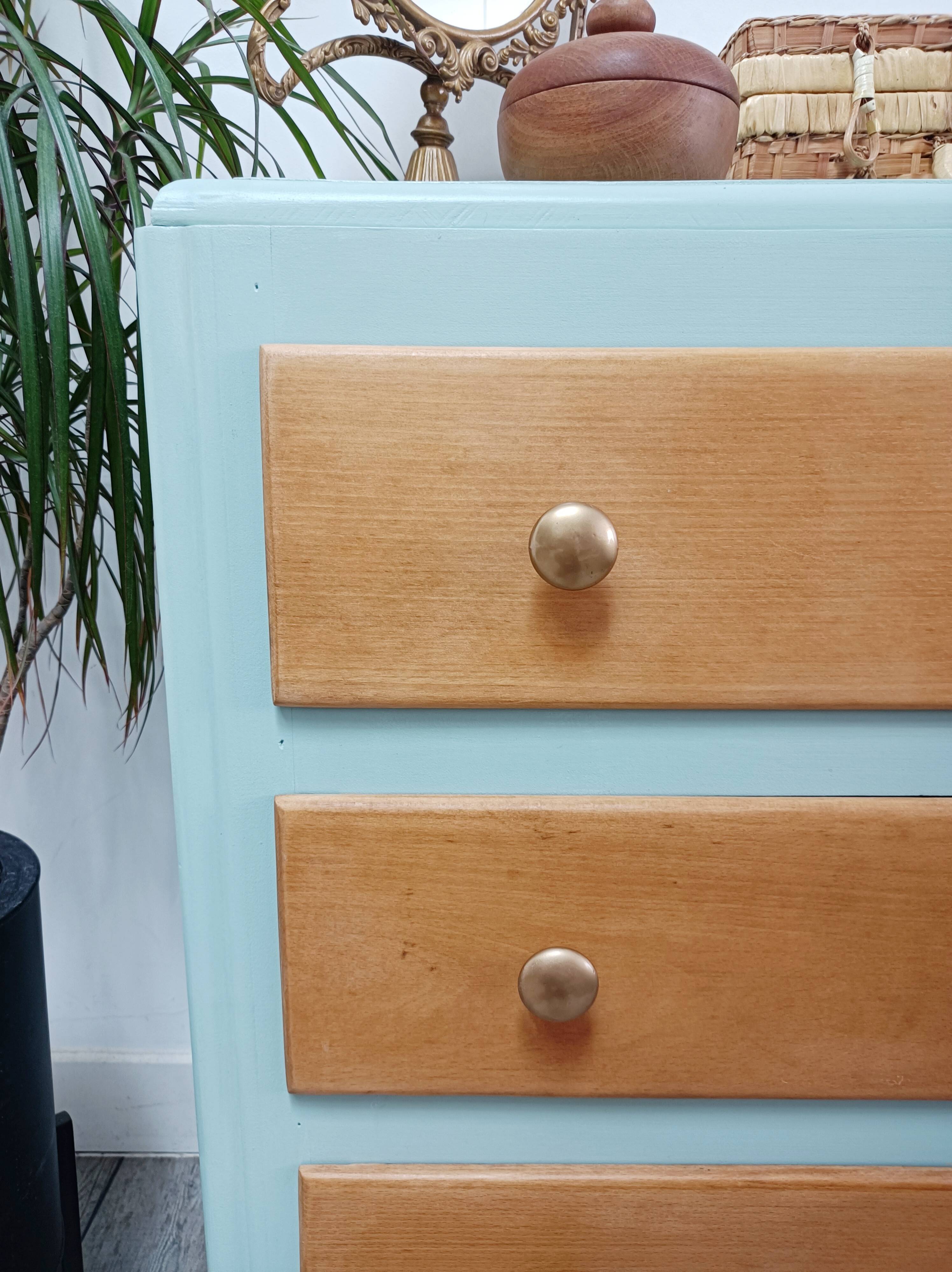 Small 3-drawer chest of drawers, green and wood