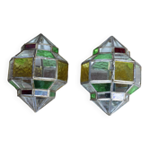Pair of oriental type wall lights.