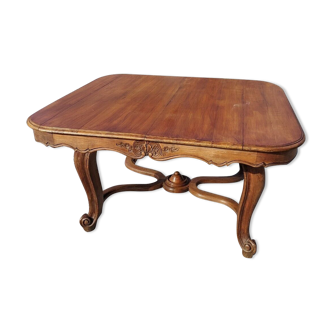 Square table style louis xv in solid cherry wood