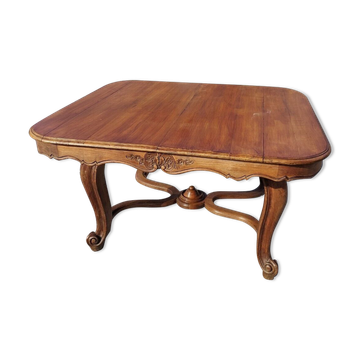 Square table style louis xv in solid cherry wood