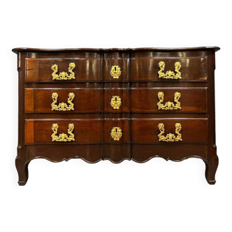 Louis XV period crossbow chest of drawers in walnut circa 1750