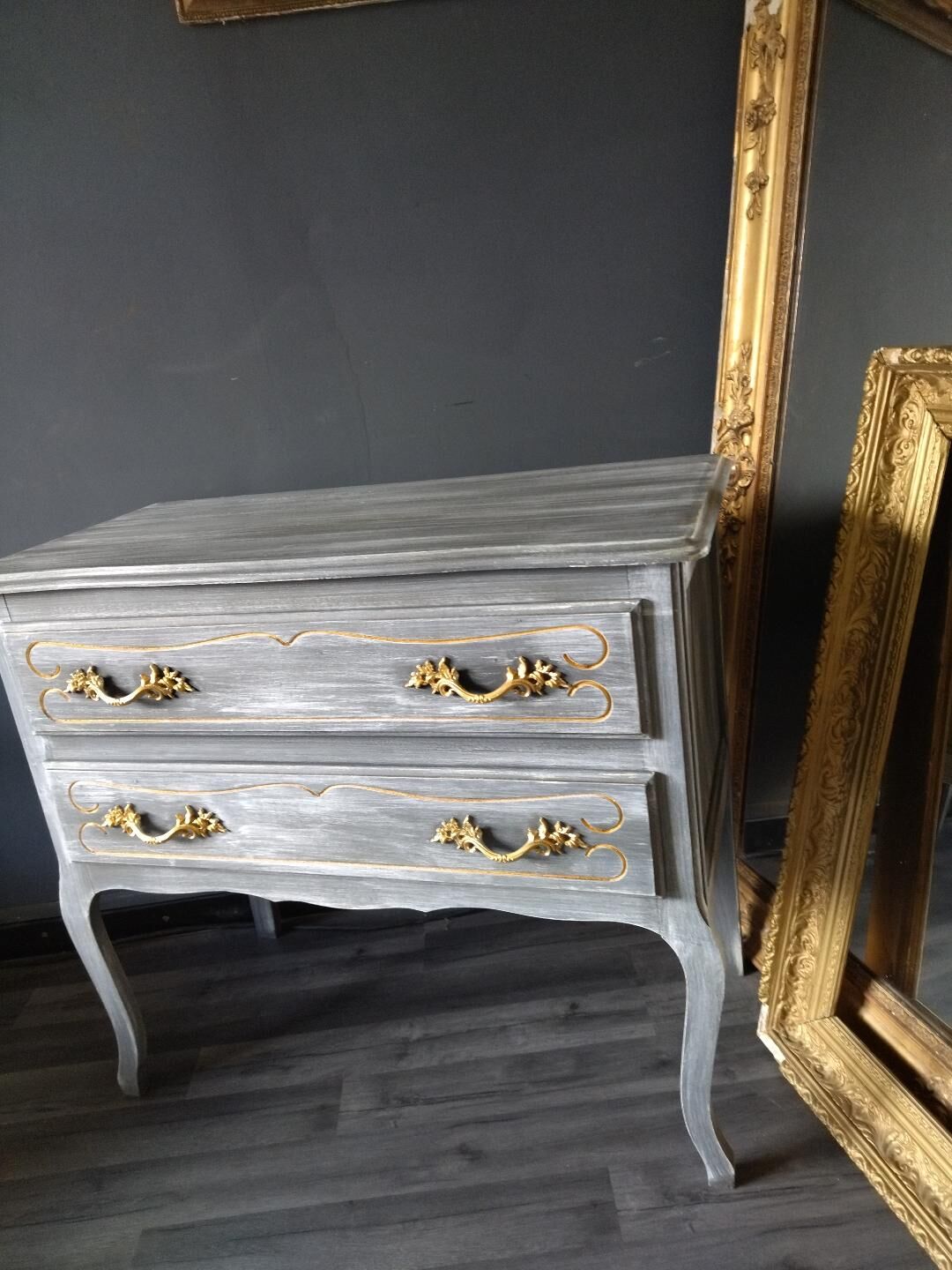Louis XV-style patinated grey dresser