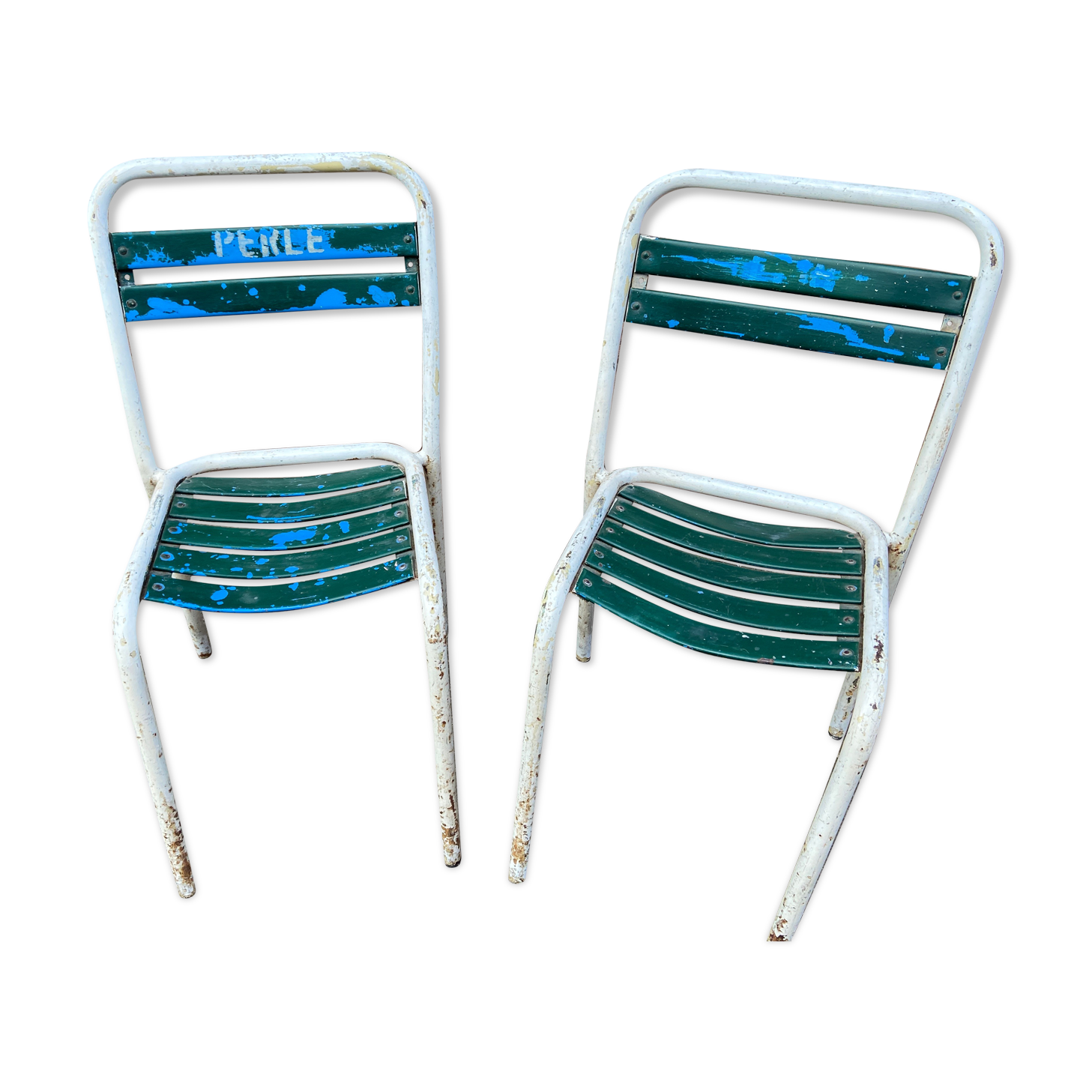 Paire de chaises Tolix brasserie Perle 1950