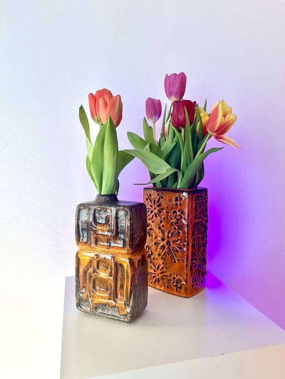 Vase Duo from the East and West German pottery history – East German pottery meets West German pottery
