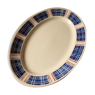 Oval dish Fécamp Badonviller 1900 blue red