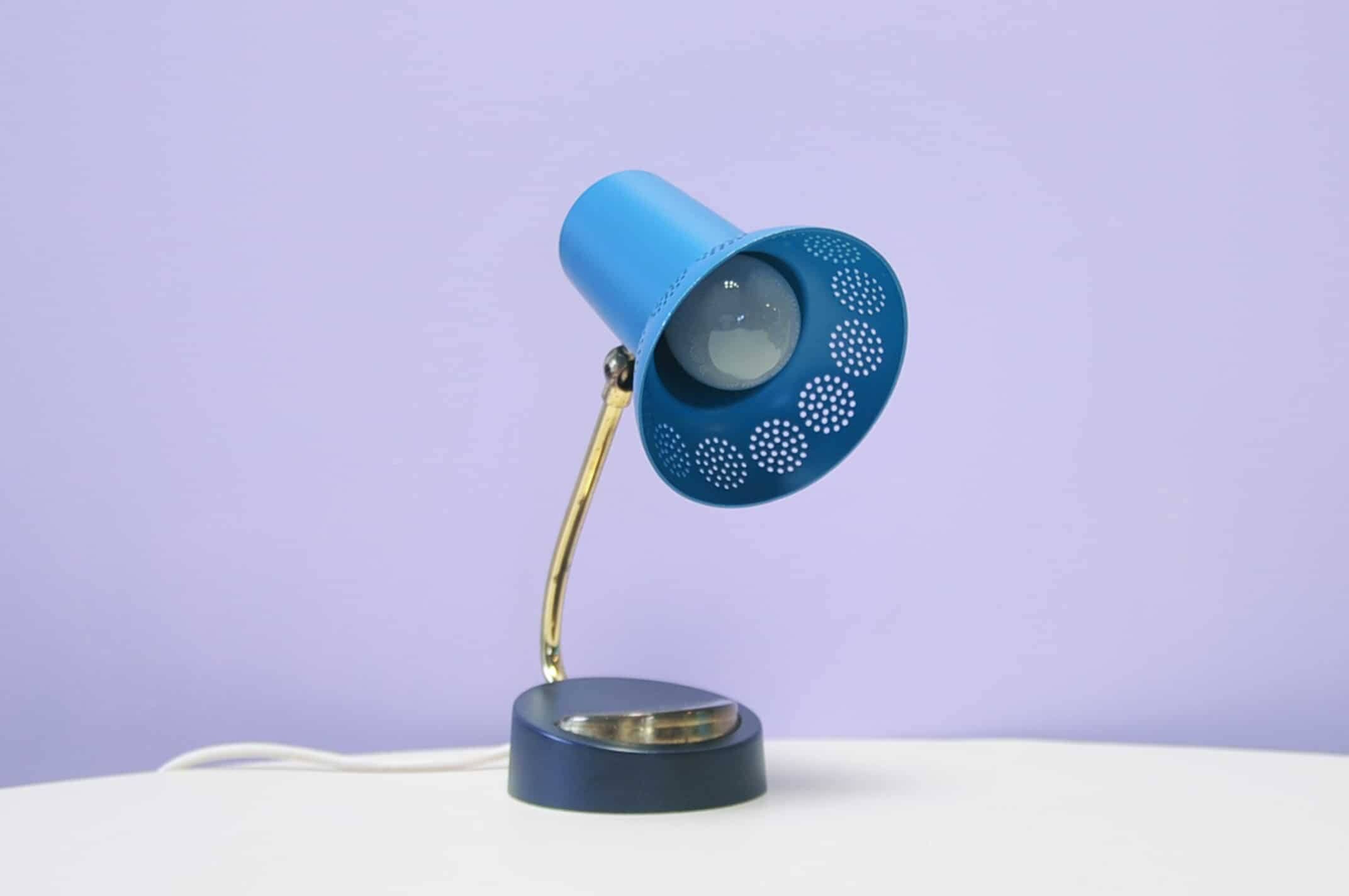 Turquoise metal table lamp Mathieu Mategot