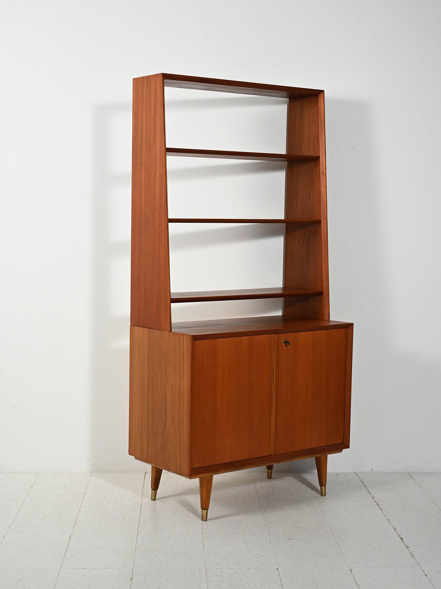 Scandinavian teak bookcase with cabinet, 1950s–1960s