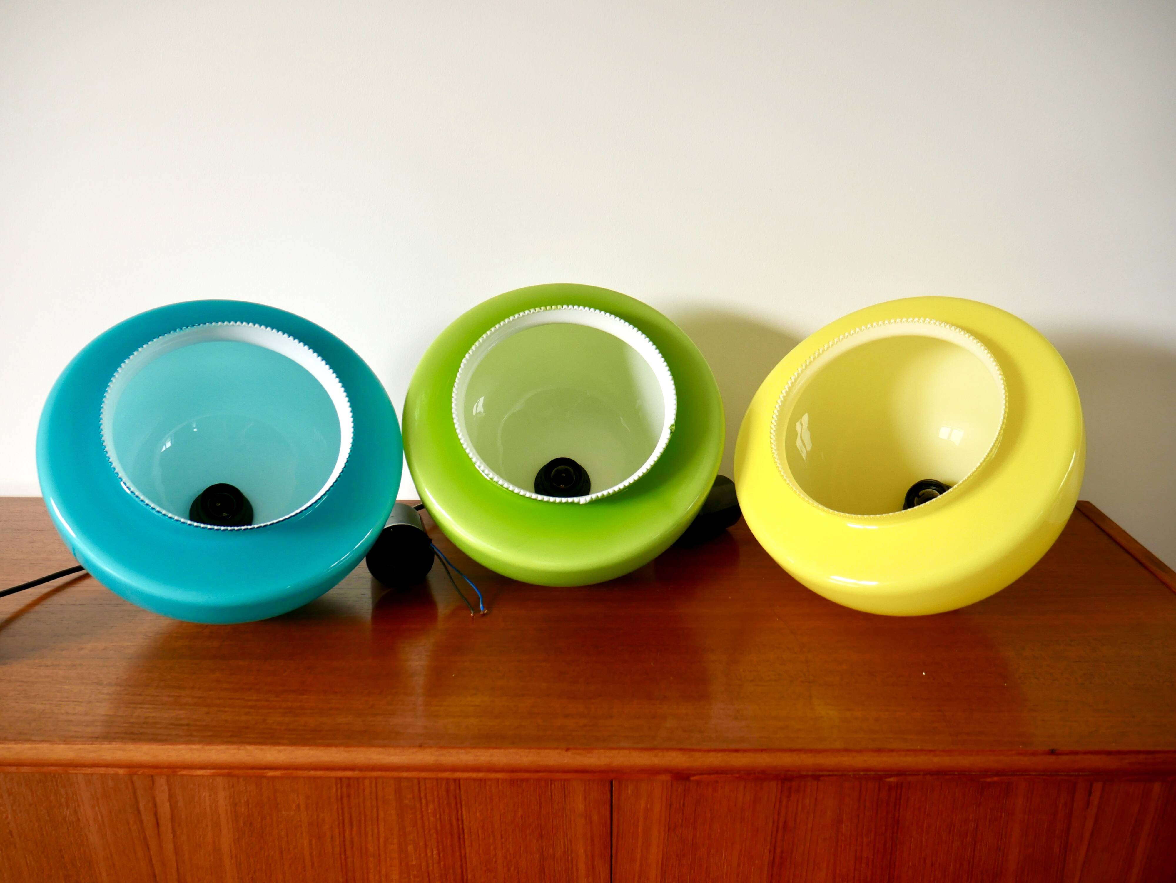 Suspension in blue opaline mushroom design 60s-70s