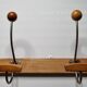 Wall coat rack "bistrot" in metal and wood 1900, 4 hooks