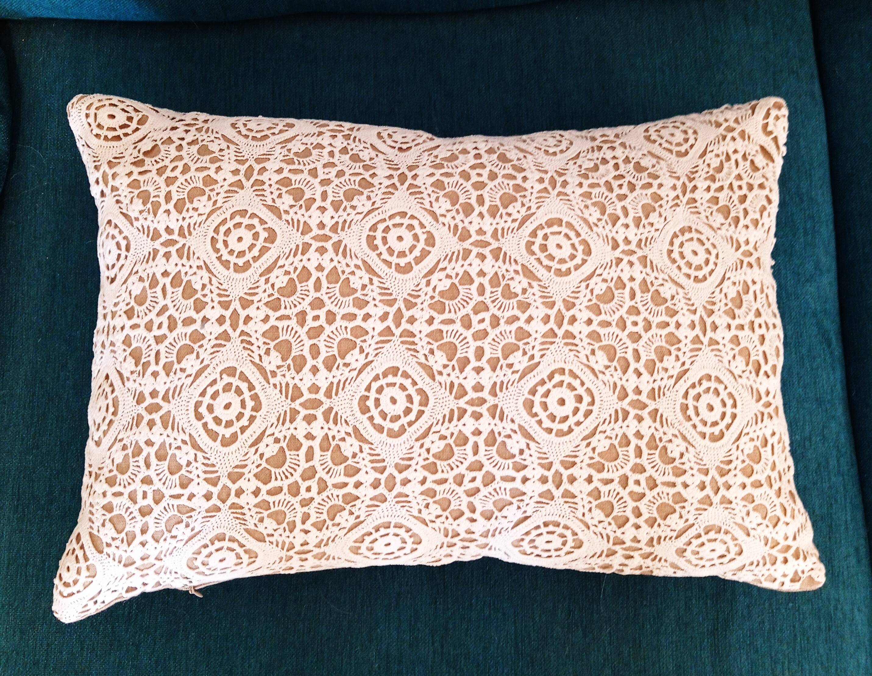 Coussin Lin et coton crochet
