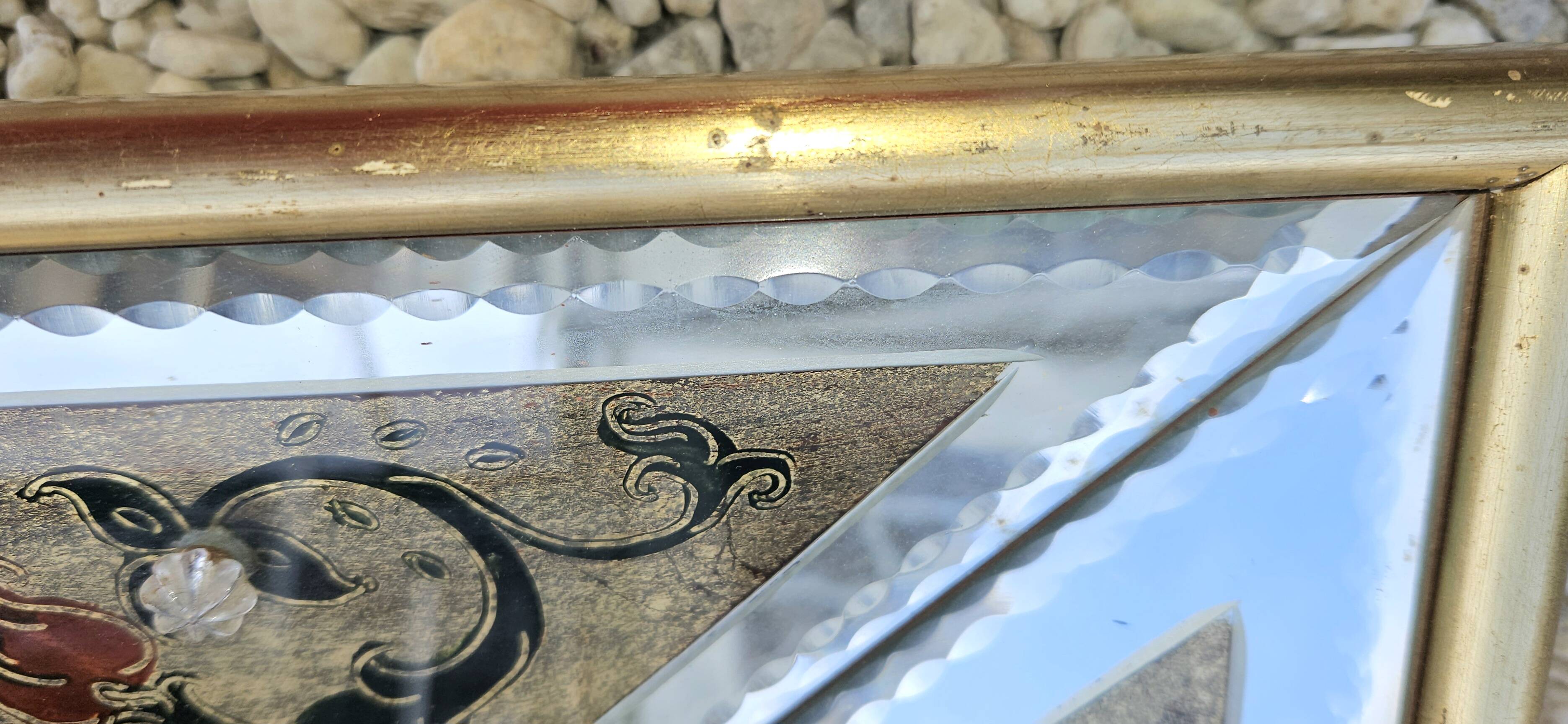 Miroir De Venise avec verre gravé decor floral