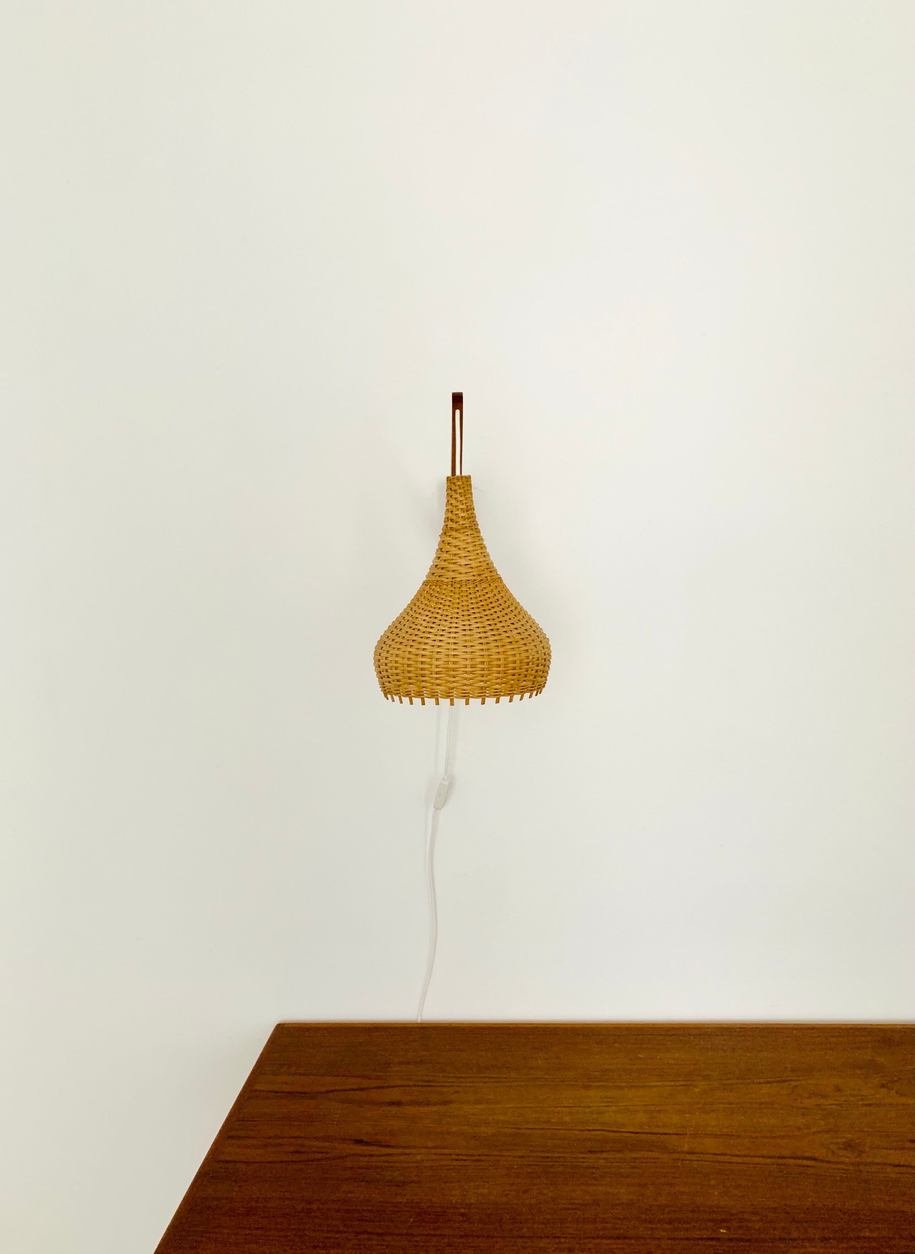 Danish Teak and Wicker Wall Lamp