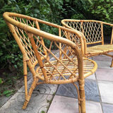 Vintage rattan and wicker garden furniture, old veranda terrace furniture