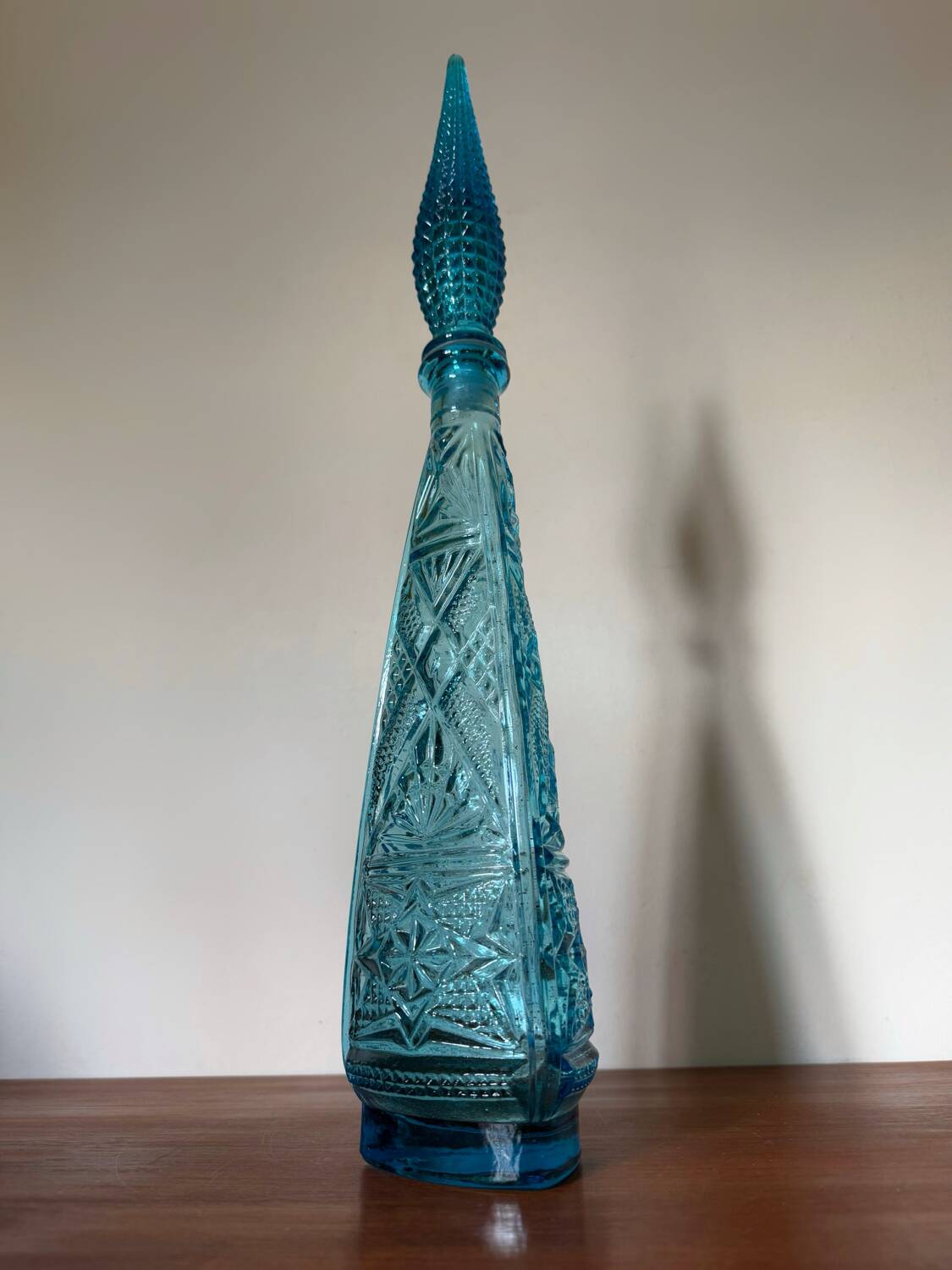 Empoli turquoise glass carafe from the 60s