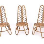 Set of Three Vintage Bamboo Garden Chairs, Italy