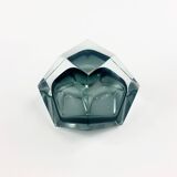 Diamond-Shaped Murano Faceted Glass Sommerso Ashtray/Vide Poche by Flavio Poli for Seguso, Italy