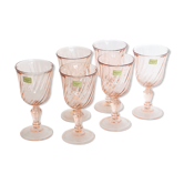 Set of 6 wine glasses in pink glass, Rosaline, by Arcoroc
