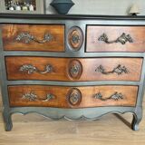 Curved patinated chest of drawers
