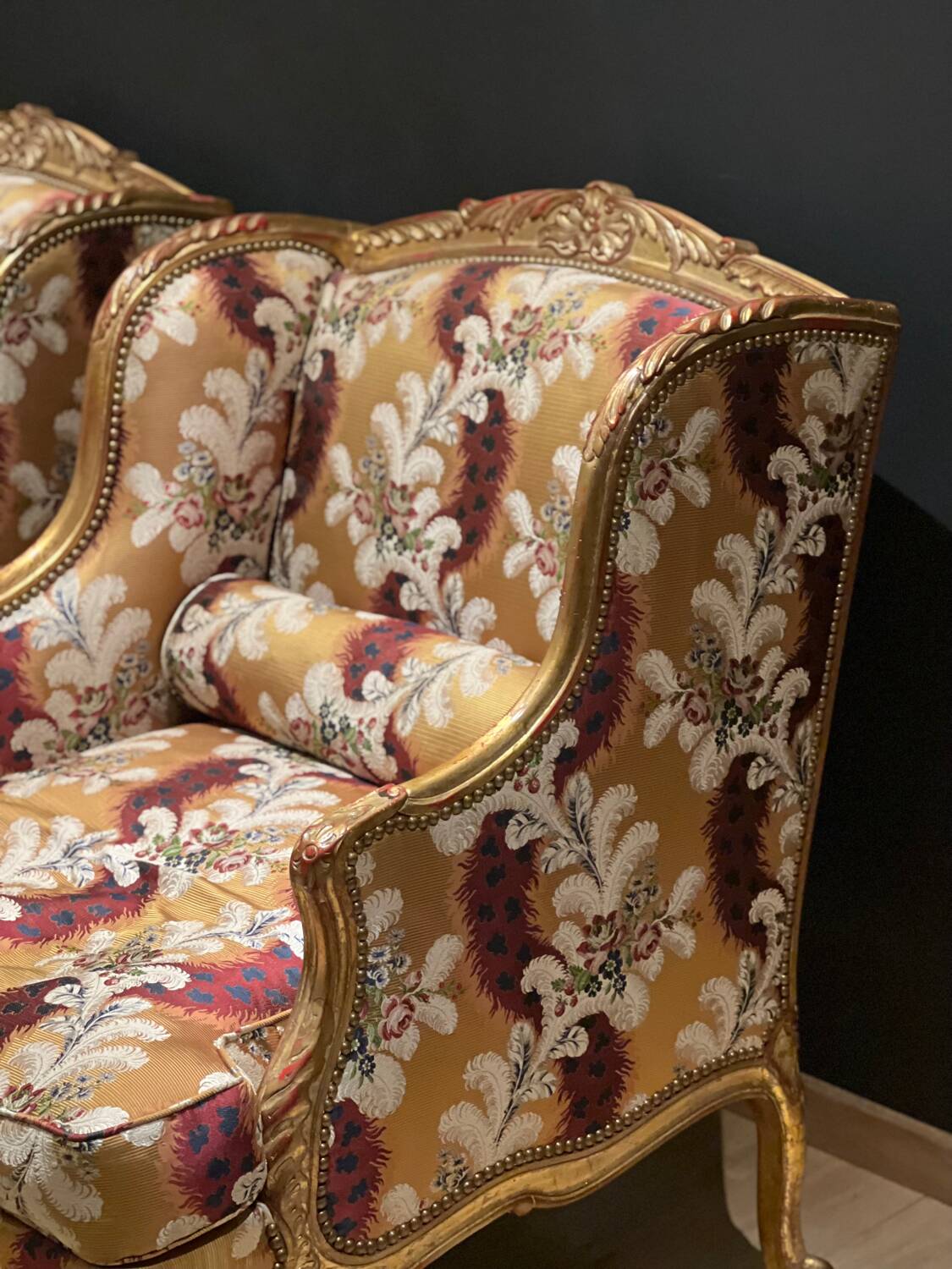 Pair of gilded armchairs