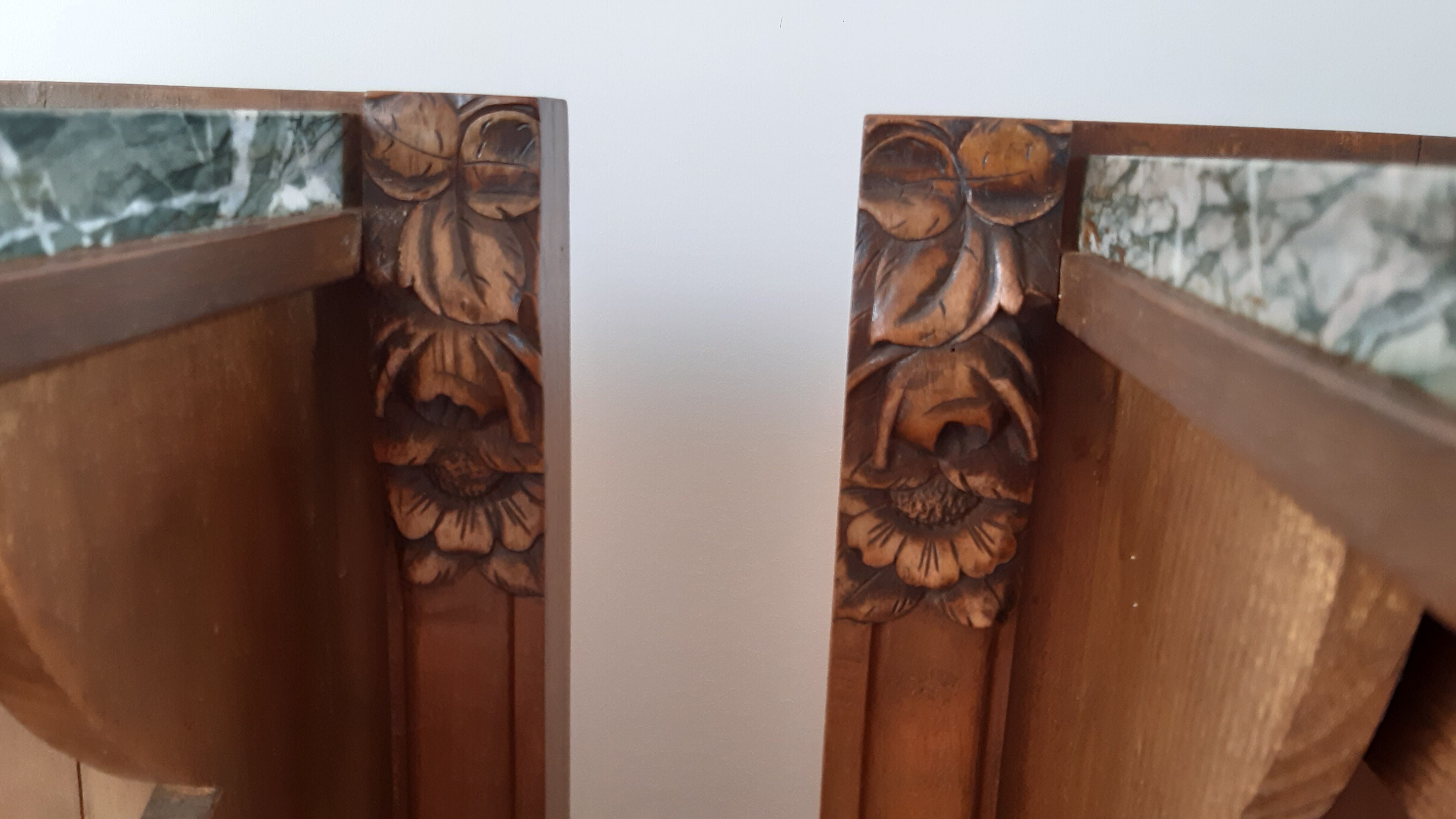Duo of bedside tables in beech wood art deco 30s