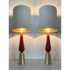 RED Murano Glass Table Lamps with Bouclé Lampshde by SimoEng