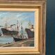 Oil on Canvas “Ships” by Josef Lang, Signed, Vintage & Framed 40×34cm
