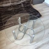 Vintage chrome steel and glass coffee table from Italy from the 70s