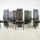 Set of eight Italian lacquered wood and leather modern dining chairs